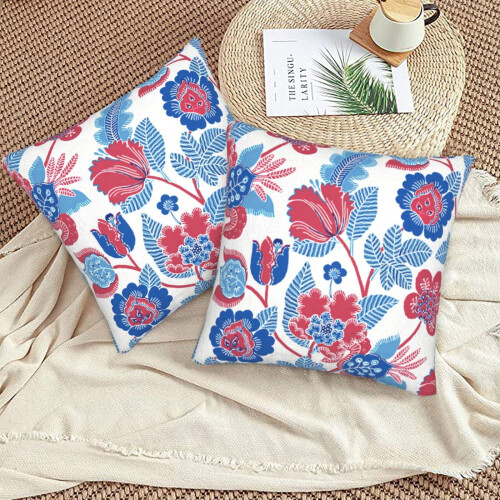 Conjunto de 2 capas de almofada rústicas estilo jacobino, 40x40cm (16x16 polegadas).