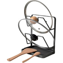 Support de rangement pour couvercles de casseroles, porte-couvercles et repose-cuillères en acier inoxydable pour plaque de cuisson, organisateur de