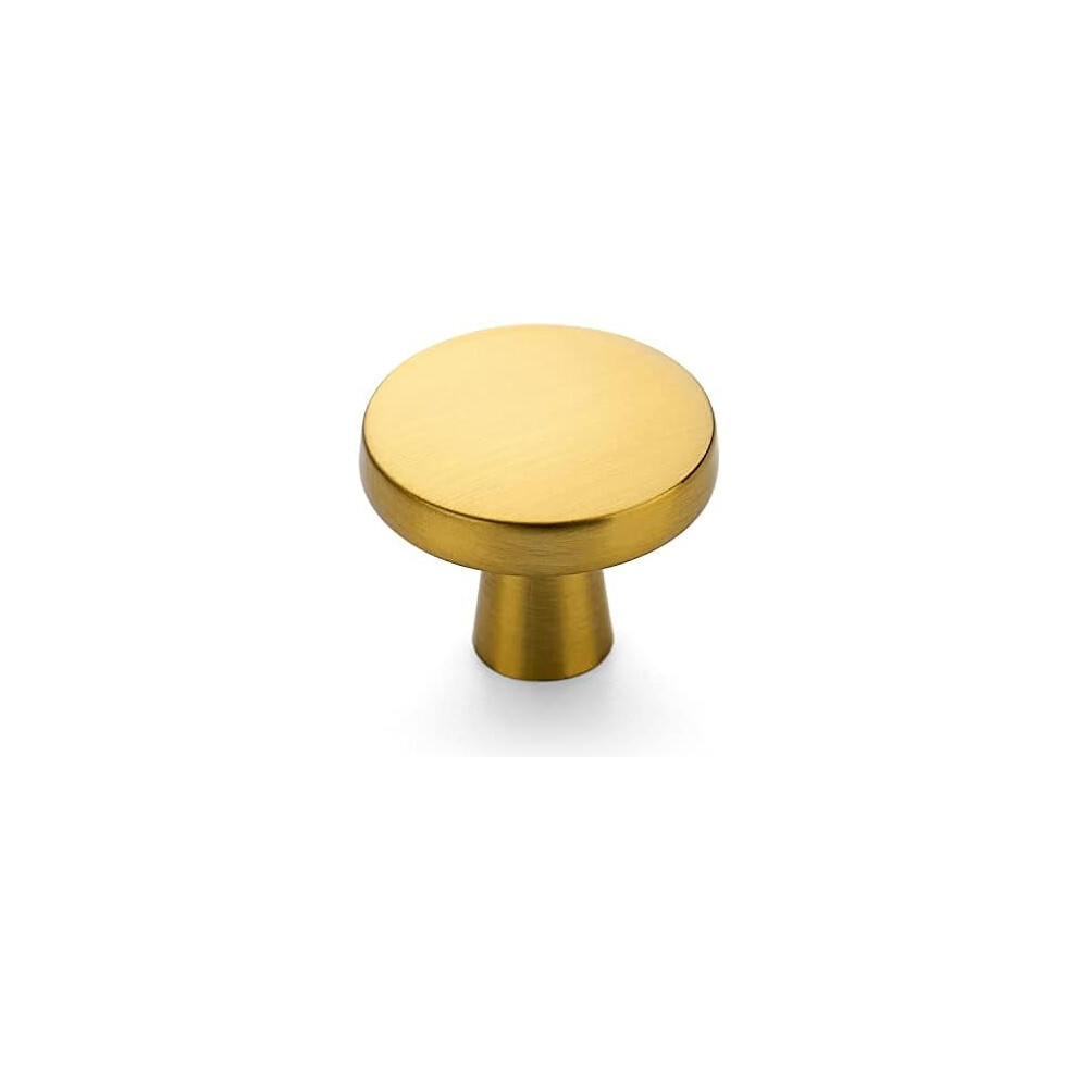 10-Pack 1.25" Round Brushed Brass Drawer Pulls, Compatible With Kitchen Cabinets & Dressers 9557311800511