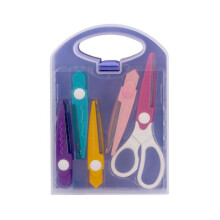 Tesoura multifuncional arredondada em ABS e aço com estojo de armazenamento, 17 cm (6,7"), multicolorida, pacote com 5 unidades