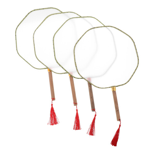 8Pièces Éventails Décoratifs Blancs En Bois Et , Manche Long 1