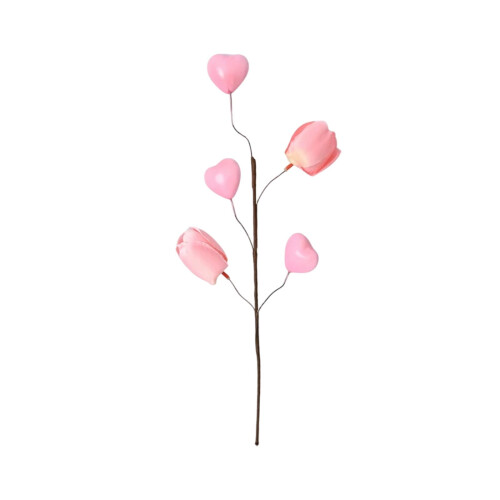 Valentinsdags kvistbuketdekoration lyserød 35 cm