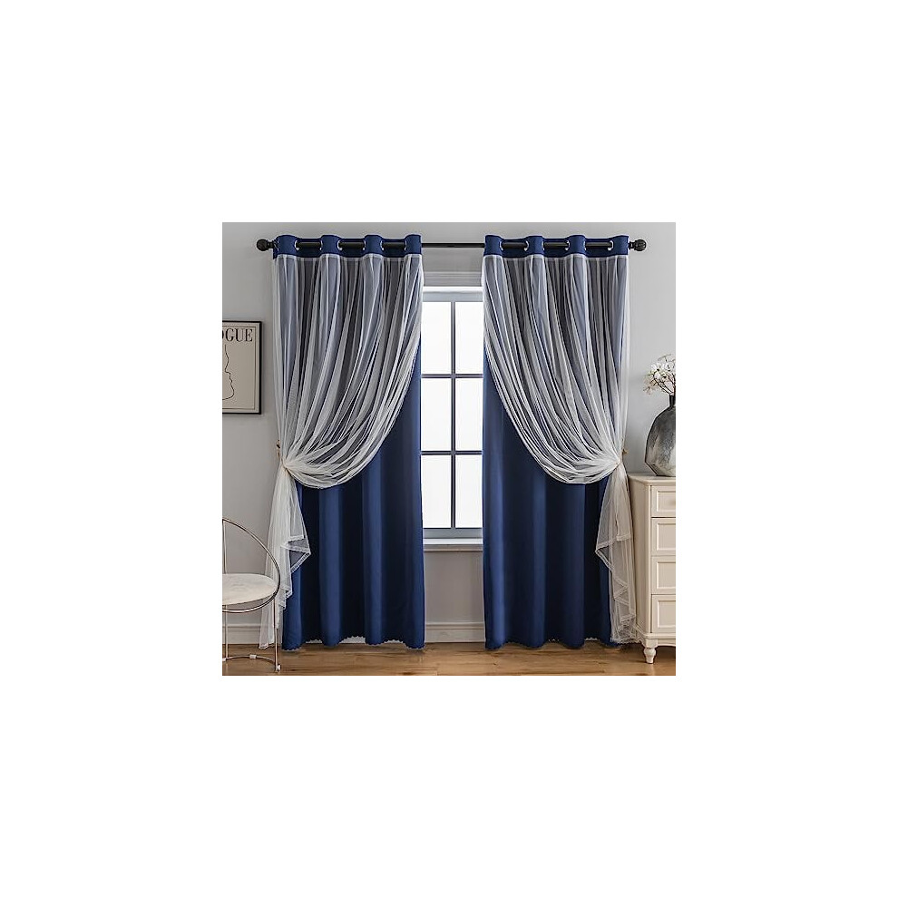 Blackout & Sheer Layered Curtains, 52" Wide