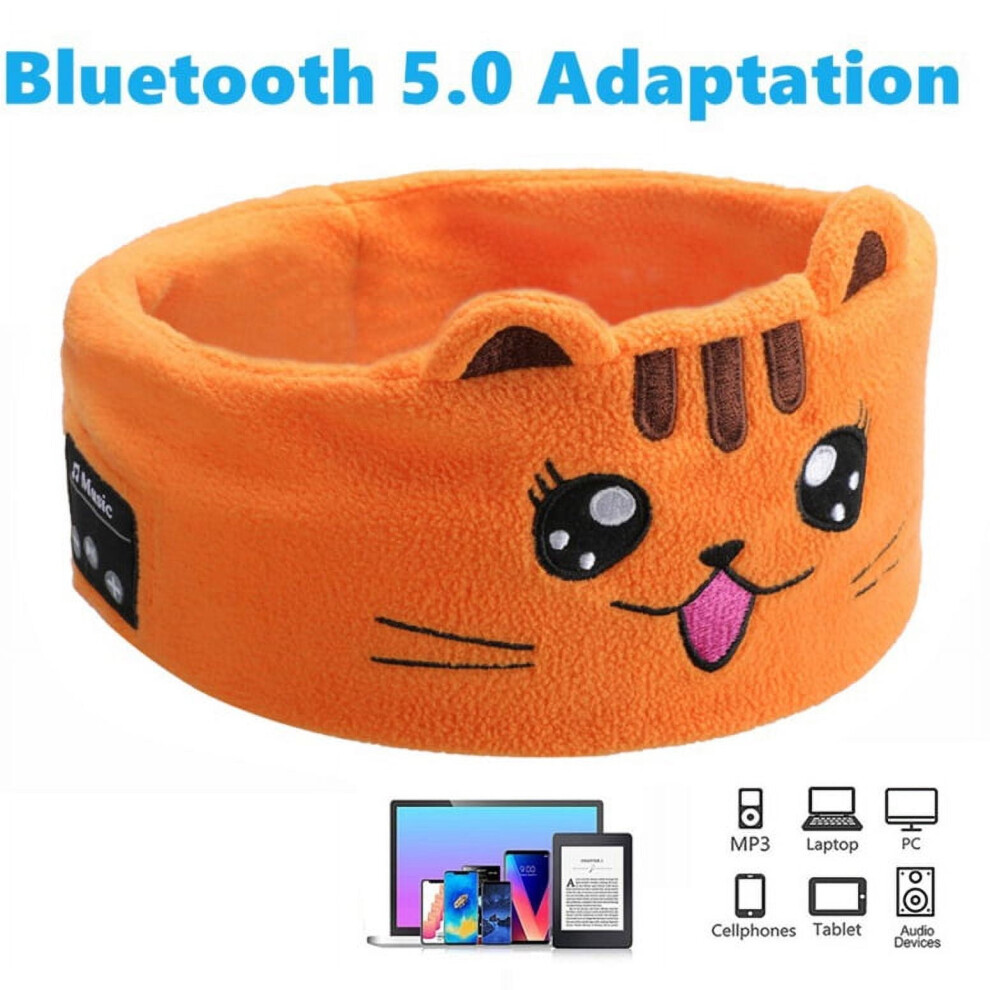 Ear Headband Headphones Cartoon Kids Headsets Comfort Sleeping Aid Volume Limited With Thin Speakers & Super Soft Stretchy Headband 9149926166986