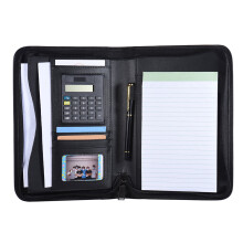 Compacte A5-portfolio met ritssluiting en rekenmachine voor professionals
