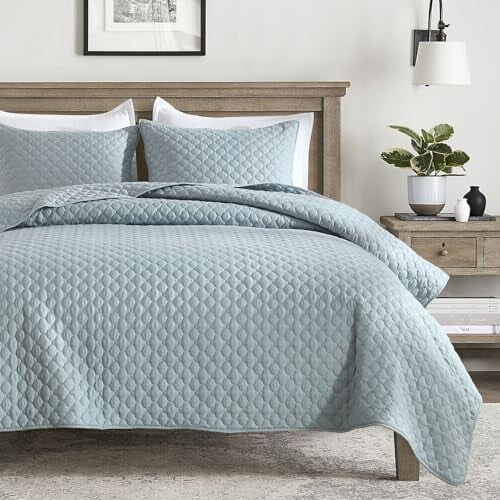 Σετ ελαφριάς κουβέρτας Chambray Blue για δύο άτομα (1 κουβέρτα + 1 μαντήλι), εξαιρετικά