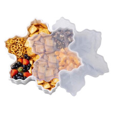 Christmas Serving Tray with Lid – Snowflake Design Cookie Box for Snacks, Candy, Cookies & Fruit (Compatible with Christmas Decor)