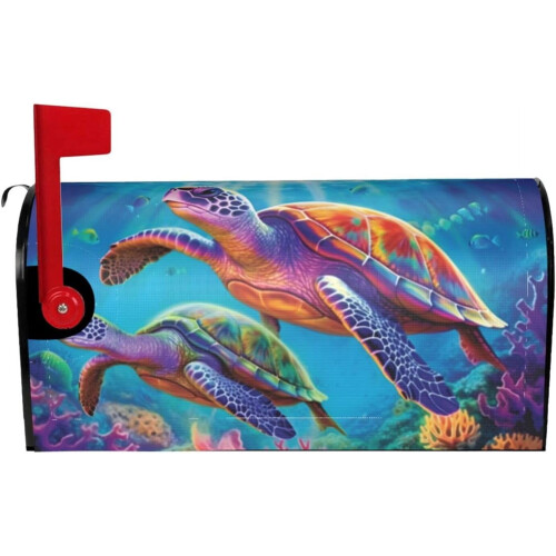 Κάλυμμα γραμματοκιβωτίου Ocean Vintage Sea Turtle, αδιάβροχο μαγνητικό περιτύλιγμα συμβατό