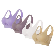 lulshou Sports-bh på udsalg 4PCS Dame Sømløs Sports-bh uden bøjler Yoga-bh med racerback-ryg og aftagelige puder (flerfarvet, XXXXXL)