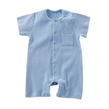 Gerippter Kurzarm-Strampler für Babys, Hellblau, 0-3 Monate – Geeignet für den Alltag
