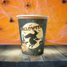Halloween Paper Cups – 10 Pcs Ghost, Pumpkin & Haunted Castle Design, Disposable Party Cups for Drinks