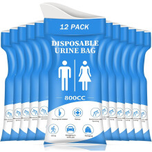 Sacchetti per urina usa e getta (12 pezzi, 800 ml) – Sacchetti portatili per pipì e vomito per viaggi, campeggio, ingorghi stradali, gravidanza,