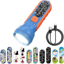 Wiederaufladbare LED-Taschenlampe L1 für Kinder – 6 Modi, einstellbare Helligkeit, 1500 mAh, IPX5 wasserdicht, DIY-Aufkleber, für
