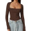 Damen-Langarmshirt mit eckigem Ausschnitt, schmale Passform, Basic-T-Shirt 1