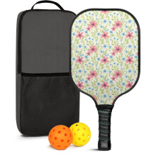 Pickleball Paddles Set with Floral Fiberglass Rackets, 2 Balls & Bag – Compatible with Indoor/Outdoor Play