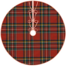 Christmas Tree Skirt Linen Royal Stewart Tartan Classic Red Scottish Plaid Xmas Tree Skirt Decorations Christmas Tree Mat for Christmas Party