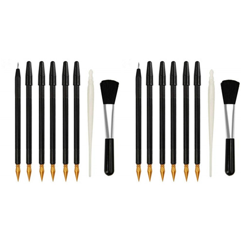 16Pièces Stylo Scratch Noir Avec Double Embout Pour Peinture 1