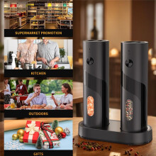 Moulin à Sel et à Poivre Électrique Rechargeable, Moulin à Poivre Automatique à Remplissage par le Haut avec Base de Chargement