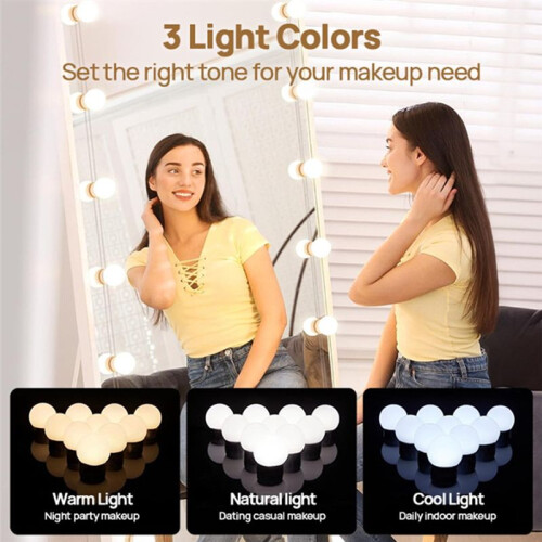 LED Vanity Lights for Mirror USB Vanity Lights with 10 Dimmable Bulbs Adjustable 3 Color Makeup Mirror Might Bulb 1