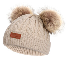 Kids Winter Beanie Hat Warm Knit Thick Ski Cap With Fluff Ball Winter Hat For Girls Boys Kids 1-11 Years Old