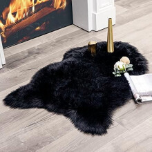 Fluffy Rug Soft Shaggy Faux Fur Area Rug Luxury Plush Sheepskin Carpet for Halloween Bedroom Living Room Sofa Chair 2 x 3 Feet, Black
