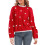 Dame Langærmet Strik Sweater Rød Efterår Vinter 1