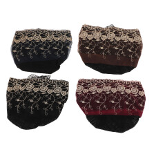 4-tlg. Innere Hijab-Kappe aus Baumwoll-Spitze Schwarz/Weinrot/Marineblau/Kaffee