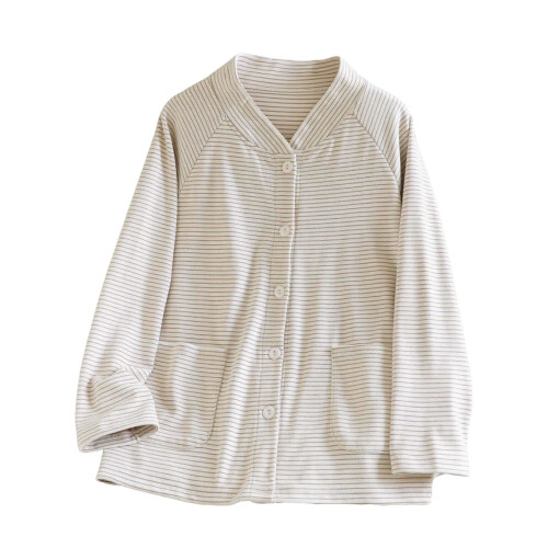 Γυναικεία Θερμική Πυτζάμα Τοπ με V-Neck, Μακρυμάνικη Πυτζάμα με Κουμπιά και Τσέπες,