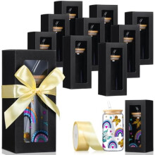 24 rode geschenkdozen voor drinkbekers met transparant venster