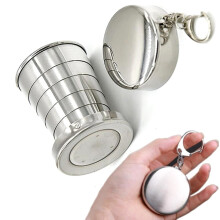 250ML Stainless Steel Folding Cup Camping Cookware Retractable Cup Teacups Teaware Camp Utensils Tableware Folded Cup