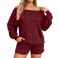 Sweat-shirts d'automne pour femmes, col rond, manches longues, hauts décontractés, pulls légers, couleurs unies