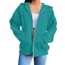 Sweatshirt voor dames met rits, hoodie met lange mouwen, oversized model voor de herfst, fleecejack met zakken, maten S-3XL