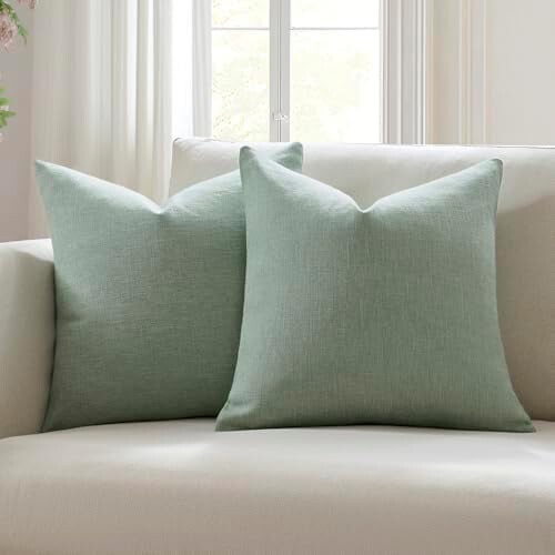 Μαξιλαροθήκες Sage Green από λινό σετ 2 τεμαχίων 22x22 ιντσών