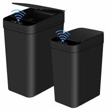 2-Pack Auto Trash Can (2.2&4 Gal), Touchless Motion Sensor, Narrow Smart Bin for Bathroom/Bedroom/Office/Kitchen – Black
