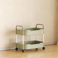 Chariot de rangement de cuisine avec accoudoirs, 2 niveaux, vert