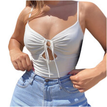 Ärmelloses, rückenfreies, figurbetontes Camisole mit geraffter Brustpartie und Bindeknoten vorne für Damen