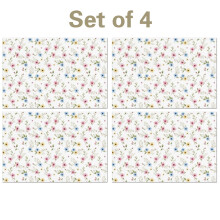 Tischsets aus Leinen mit Blumenmuster von Pioneer (4er-Set), waschbar, rutschfest, hitzebeständig, für die Küche, 30 x 45 cm