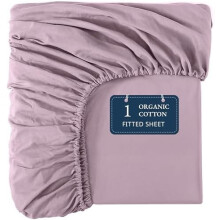 Drap-housse 100 % coton biologique, format King (198 x 203 cm) - Ultra doux - Léger et résistant - Lilas