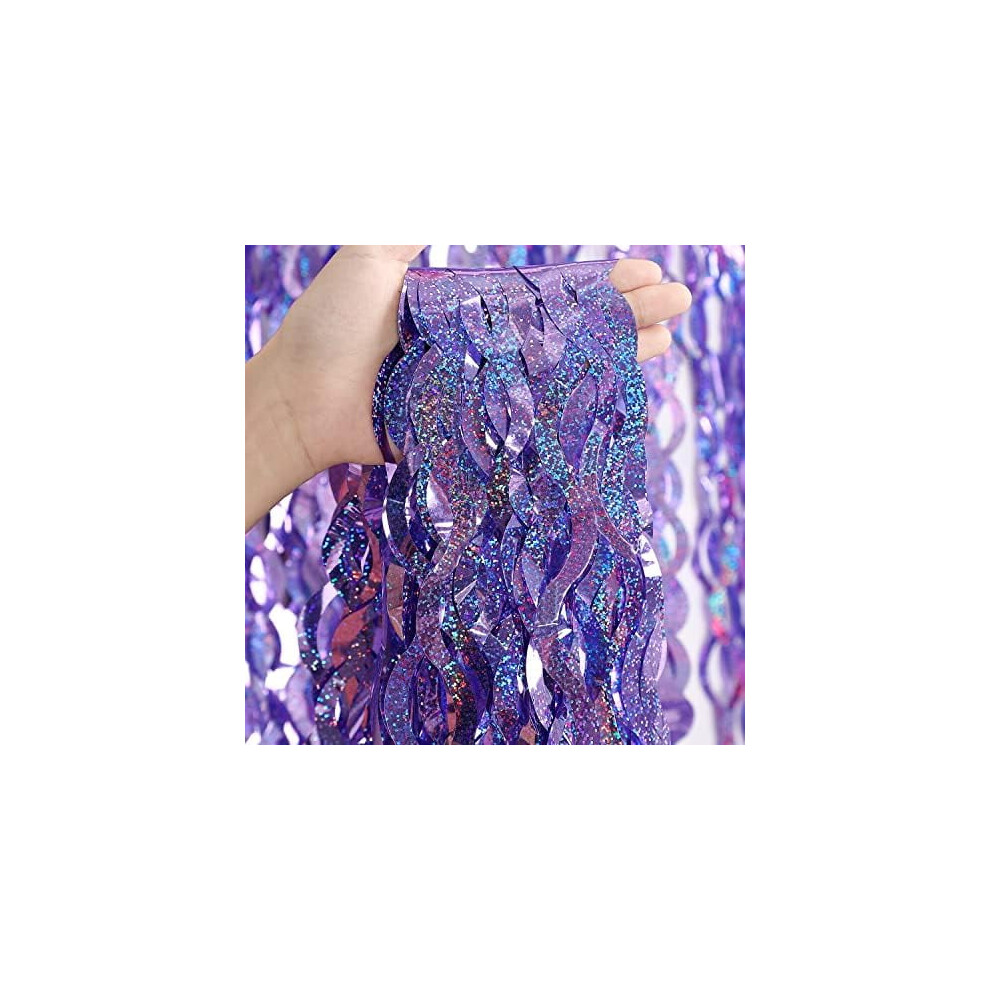 Foil Tinsel Backdrop Curtains 3.3 X 6.6 Ft (3 Pack) Black 9065194525563