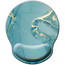 (05-Green marble) Blue Marble Ergonomic Mouse Pad with Memory Foam Wrist Rest, Non-Slip Rubber Base, for Home Office & Gaming