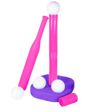 T-Ball Set for Toddlers – 35" Batting Tee Stand with 20" Bat & 9 Soft Baseballs, Outdoor Sports Toy for Kids Ages 3+,Purple