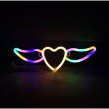 Letrero de neón LED, letrero de neón en forma de corazón, luz nocturna, lámpara de neón LED de pared, alimentada por batería USB, letrero de