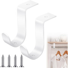 2 Pcs Closet Rod Brackets Heavy Duty Metal Wall Mount Rod Brackets with Screws Closet Pole Support for Living Room Bedroom Shelf Office(1.5 Inch)