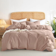 Katoenen dekbedovertrekset (queensize) in de kleur Dusty Rose.