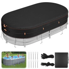 7x13 Ft Oval Solar Pool Cover with Reflective Strips, Drawstring & Luminous Nails – Compatible with Above Ground Pools