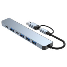 7-in-1 USB-C Docking Station with USB 3.0/2.0, USB-A/C Ports – Space Gray, compatible with laptops