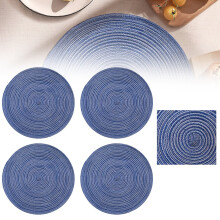 Sonderangebot! 4 runde, geflochtene Tischsets aus Baumwolle, 38 cm Durchmesser, waschbar, für Esstisch und Festessen.