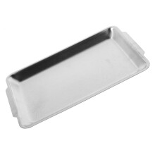 Plateau de service en métal, en acier inoxydable, plat et résistant aux chocs, idéal pour la cuisine. Texture lisse.