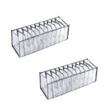 Boîte de rangement pliable en filet pour sous-vêtements et chaussettes, séparateurs de placard en nylon, organisateurs de commode – Gris,