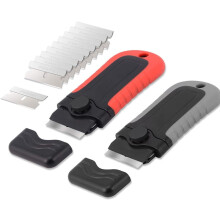 Conjunto de 10 raspadores de lâmina de barbear com trava e tampa de segurança, ferramenta raspadora para fogão.